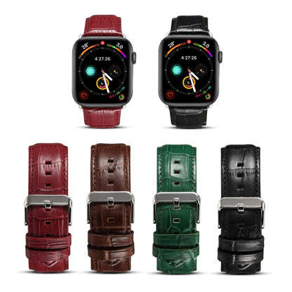 Denior Crocodile Grain Watch Cowhide Leather Watch Band for Apple Watch Series 7 45mm / 6 & SE & 5 & 4 44mm / 3 & 2 & 1 42mm (Black) - Watch Bands by Denior | Online Shopping UK | buy2fix