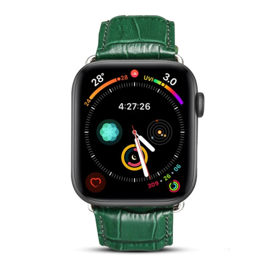 Denior Crocodile Grain Watch Cowhide Leather Watch Band for Apple Watch Series 7 41mm / 6 & SE & 5 & 4 40mm / 3 & 2 & 1 38mm (Green) - Watch Bands by Denior | Online Shopping UK | buy2fix