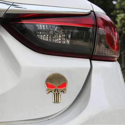 Gold Skull with Red Eyes Metal Car Sticker - 3D Metal Sticker by buy2fix | Online Shopping UK | buy2fix