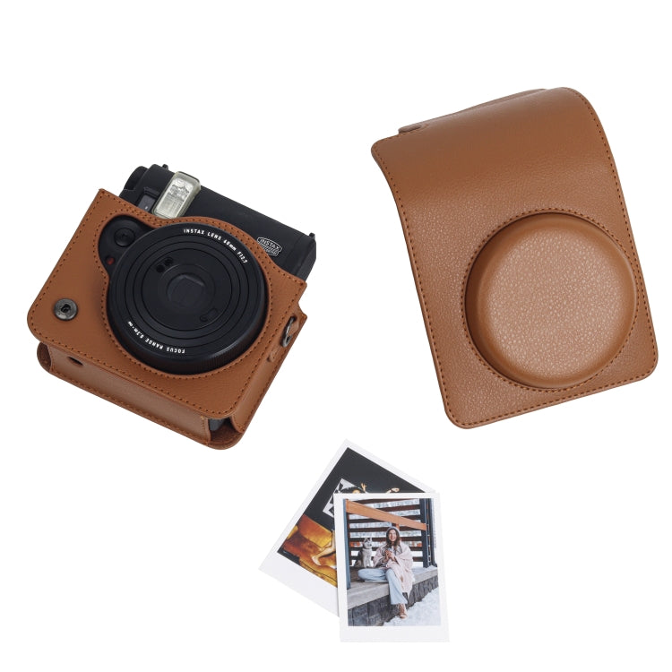 For Fujifilm Instax mini 99 Full Body Camera PU Leather Case Bag with Strap (Brown) - Leather Bag by buy2fix | Online Shopping UK | buy2fix