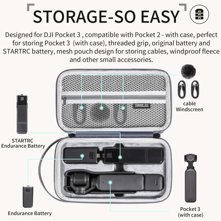 For DJI OSMO Pocket 3 STARTRC Portable Carrying Case Body Storage Bag (Grey) - Case & Bags by STARTRC | Online Shopping UK | buy2fix