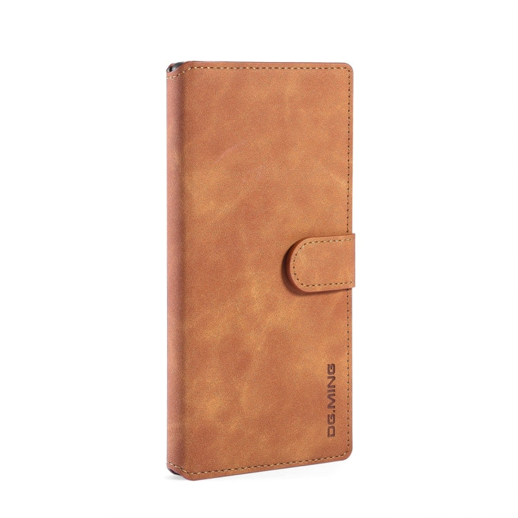 DG.MING Retro Oil Side Horizontal Flip Case with Holder & Card Slots & Wallet for Galaxy Note 10(Brown) - Galaxy Phone Cases by DG.MING | Online Shopping UK | buy2fix