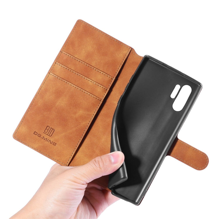 DG.MING Retro Oil Side Horizontal Flip Case with Holder & Card Slots & Wallet for Galaxy Note 10(Brown) - Galaxy Phone Cases by DG.MING | Online Shopping UK | buy2fix