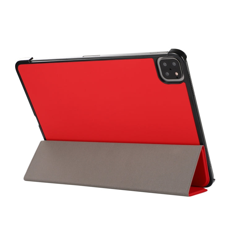 3-folding Skin Texture Horizontal Flip TPU + PU Leather Case with Holder For iPad Air 11 2024 / 2022 / 2020 10.9 (Red) - iPad Air (2022) / (2020) 10.9 Cases by buy2fix | Online Shopping UK | buy2fix