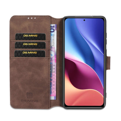 For Xiaomi Redmi K40 DG.MING Retro Oil Side Horizontal Flip Leather Case with Holder & Card Slots & Wallet(Coffee) - Xiaomi Cases by DG.MING | Online Shopping UK | buy2fix