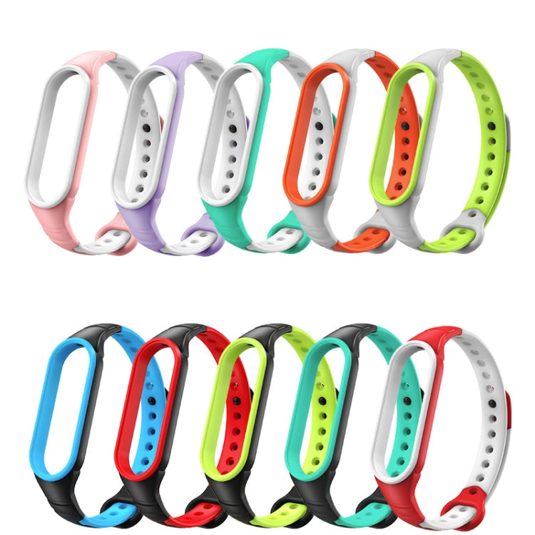 For Xiaomi Mi Band 6 / Band 5  Two-color Silicone Breathable Replacement Watchbands(Purple White) - Watch Cases by buy2fix | Online Shopping UK | buy2fix