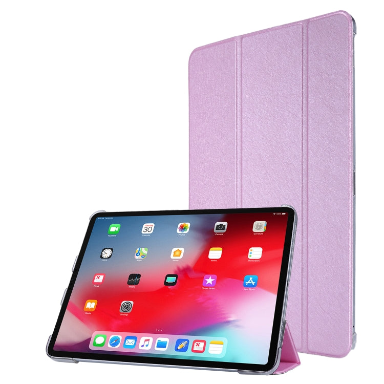 For iPad Air 13 2024 / iPad Pro 12.9 2022 / 2021 Silk Texture Three-fold Horizontal Flip Leather Tablet Case with Holder & Pen Slot(Pink) - iPad Pro 12.9 (2022/2021) Cases by buy2fix | Online Shopping UK | buy2fix