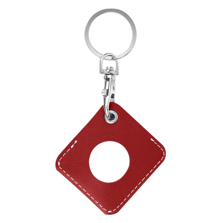 Square PU Leather Case Shockproof Anti-scratch Protective Cover with Keychain Ring Loop For AirTag(Red) - Key Chain Series by MOMAX | Online Shopping UK | buy2fix