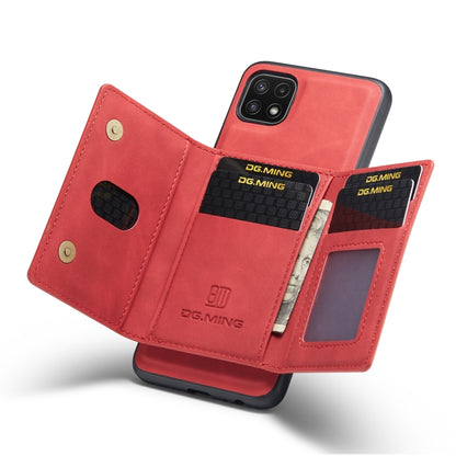 For Samsung Galaxy A22 5G DG.MING M2 Series 3-Fold Multi Card Bag Back Cover Shockproof Case with Wallet & Holder Function(Red) - Galaxy Phone Cases by DG.MING | Online Shopping UK | buy2fix