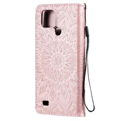 For OPPO Realme C20 / C21 Sun Embossing Pattern Horizontal Flip Leather Case with Card Slot & Holder & Wallet & Lanyard(Rose Gold) - Realme Cases by buy2fix | Online Shopping UK | buy2fix