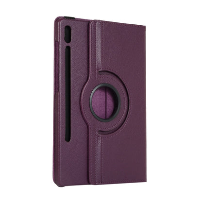 For Samsung Galaxy Tab S7 FE T730 Litchi Texture Horizontal Flip 360 Degrees Rotation Leather Case with Holder(Purple) - Other Galaxy Tab PC by buy2fix | Online Shopping UK | buy2fix