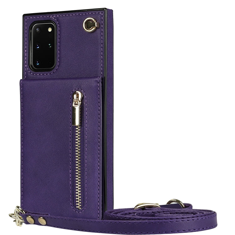 For Samsung Galaxy S20+ Cross-body Zipper Square TPU+PU Back Cover Case with Holder & Card Slots & Wallet & Strap(Purple) - Galaxy Phone Cases by buy2fix | Online Shopping UK | buy2fix