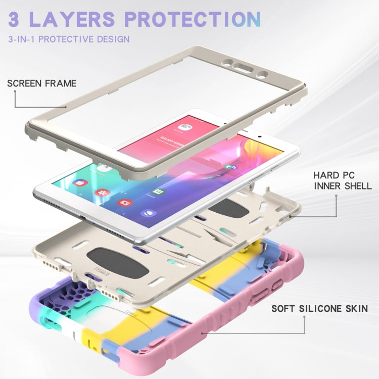 For Samsung Galaxy Tab A8.0 2019 T290 3-Layer Protection Screen Frame + PC + Silicone Shockproof Combination Case with Holder(Colorful Pink) - Other Galaxy Tab PC by buy2fix | Online Shopping UK | buy2fix