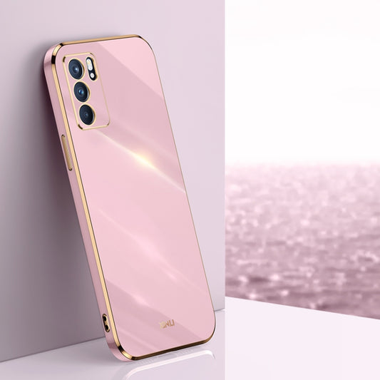 For OPPO Reno6 5G XINLI Straight 6D Plating Gold Edge TPU Shockproof Case(Cherry Purple) - OPPO Cases by XINLI | Online Shopping UK | buy2fix