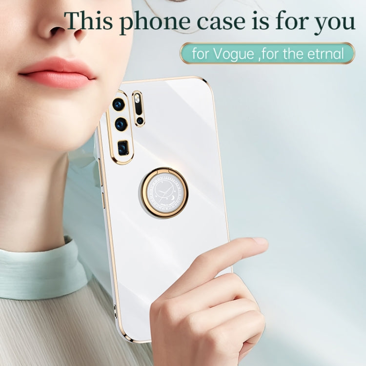 For Huawei P30 Pro XINLI Straight 6D Plating Gold Edge TPU Shockproof Case with Ring Holder(Mint Green) - Huawei Cases by XINLI | Online Shopping UK | buy2fix