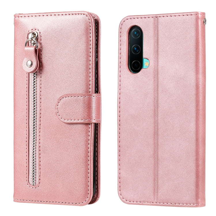 For OnePlus Nord CE 5G Fashion Calf Texture Zipper Horizontal Flip Leather Case with Stand & Card Slots & Wallet Function(Rose Gold) - OnePlus Cases by buy2fix | Online Shopping UK | buy2fix