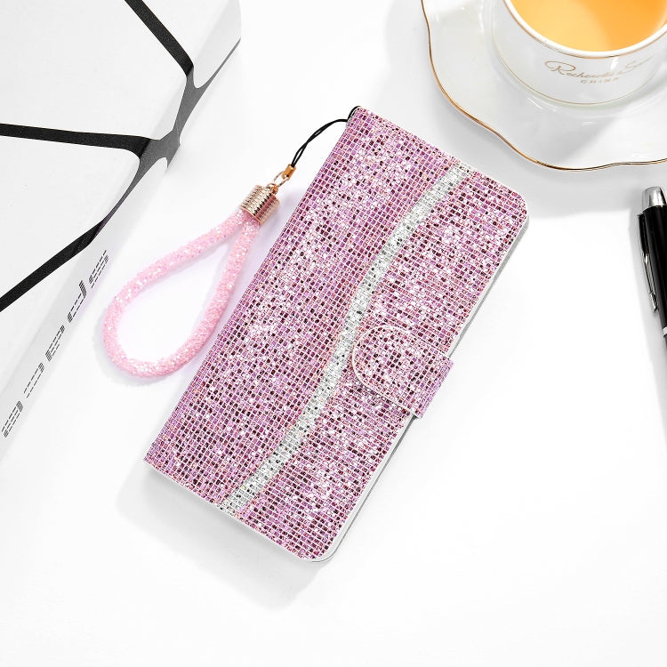 For iPhone 13 Pro Max Glitter Powder Horizontal Flip Leather Case with Card Slots & Holder & Lanyard (Pink) - iPhone 13 Pro Max Cases by buy2fix | Online Shopping UK | buy2fix