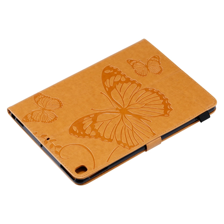 For iPad 10.2 / Pro 10.5 / Air  2019 Pressed Printing Butterfly Pattern Horizontal Flip PU Leather Case with Holder & Card Slots & Wallet & Pen Slot(Yellow) - iPad Air (2019) Cases by buy2fix | Online Shopping UK | buy2fix