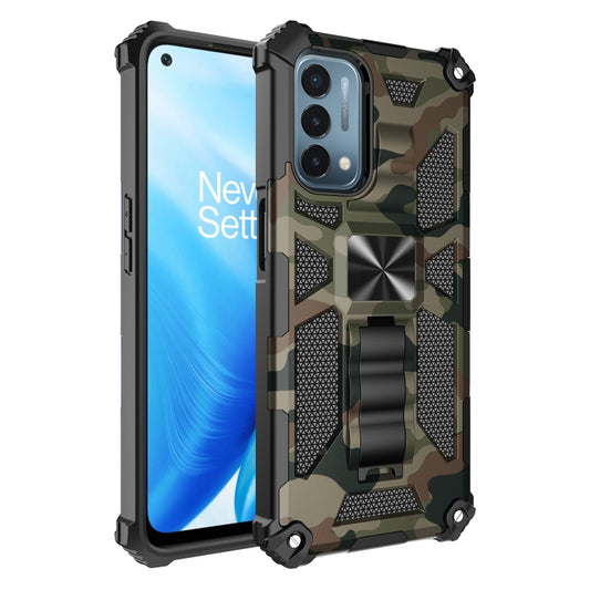 For OPPO A54 4G / A55 5G Camouflage Armor Shockproof TPU + PC Magnetic Protective Case with Holder(Army Green) - OPPO Cases by buy2fix | Online Shopping UK | buy2fix