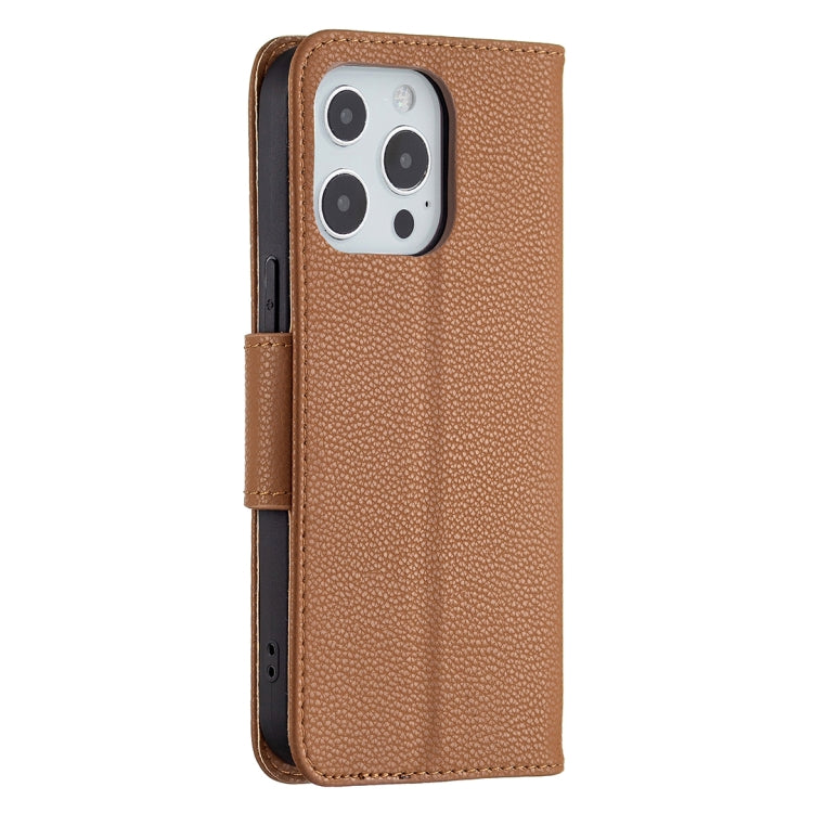 For iPhone 13 Pro Max Litchi Texture Pure Color Horizontal Flip Leather Case with Holder & Card Slots & Wallet & Lanyard (Brown) - iPhone 13 Pro Max Cases by buy2fix | Online Shopping UK | buy2fix