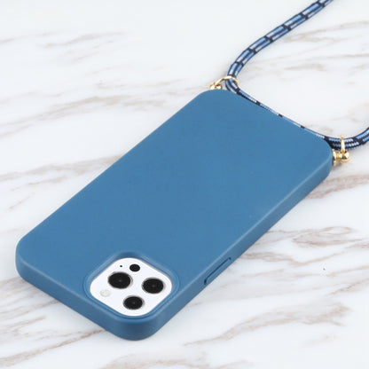 For iPhone 13 Pro Max Wheat Straw Material + TPU Shockproof Case with Neck Lanyard (Blue) - iPhone 13 Pro Max Cases by buy2fix | Online Shopping UK | buy2fix