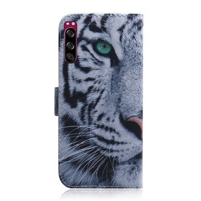 For Sony Xperia 5 Coloured Drawing Pattern Horizontal Flip PU Leather Case with Holder & Card Slots & Wallet(Tiger) - Sony Cases by buy2fix | Online Shopping UK | buy2fix