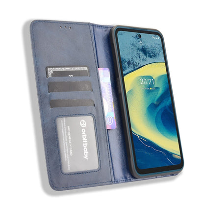 For Nokia XR20 Magnetic Buckle Retro Crazy Horse Texture Horizontal Flip Leather Case with Holder & Card Slots & Photo Frame(Blue) - Nokia Cases by buy2fix | Online Shopping UK | buy2fix