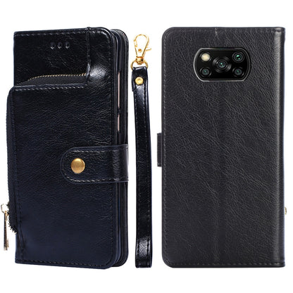 Zipper Bag PU + TPU Horizontal Flip Leather Case with Holder & Card Slot & Wallet & Lanyard For Xiaomi Poco X3 NFC(Black) - Xiaomi Cases by buy2fix | Online Shopping UK | buy2fix