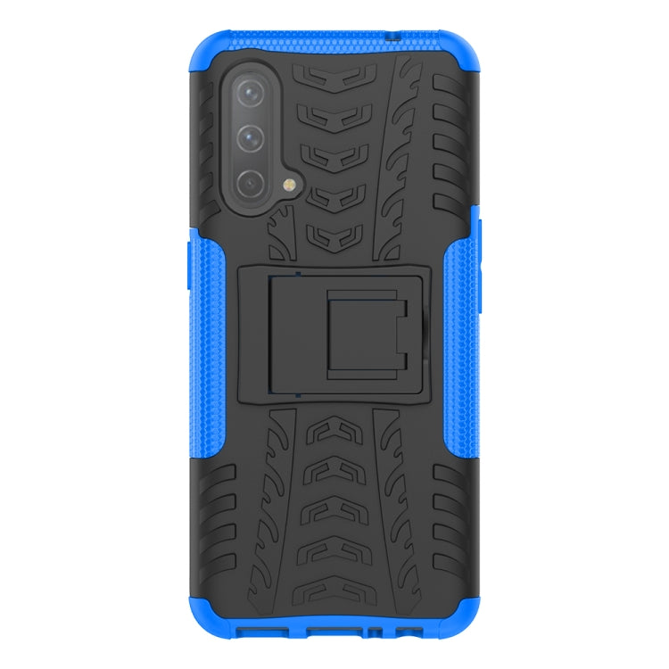 For OnePlus Nord CE 5G Tire Texture Shockproof TPU+PC Protective Case with Holder(Blue) - OnePlus Cases by buy2fix | Online Shopping UK | buy2fix
