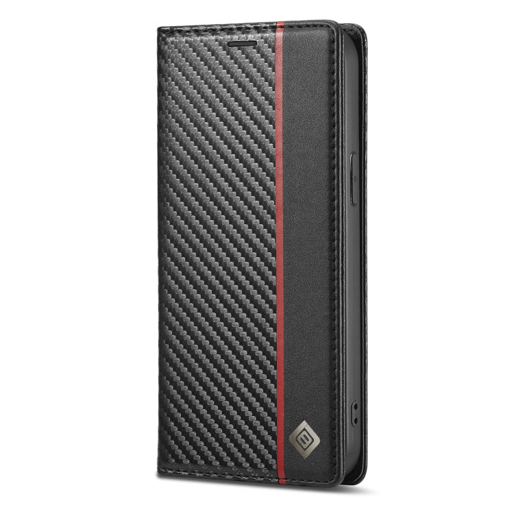 For iPhone 12 mini LC.IMEEKE Carbon Fiber PU + TPU Horizontal Flip Leather Case with Holder & Card Slot & Wallet (Vertical Black) - iPhone 12 mini Cases by LC.IMEEKE | Online Shopping UK | buy2fix