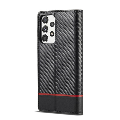 LC.IMEEKE Carbon Fiber PU + TPU Horizontal Flip Leather Case with Holder & Card Slot & Wallet For Samsung Galaxy A52 5G / 4G(Horizontal Black) - Galaxy Phone Cases by LC.IMEEKE | Online Shopping UK | buy2fix