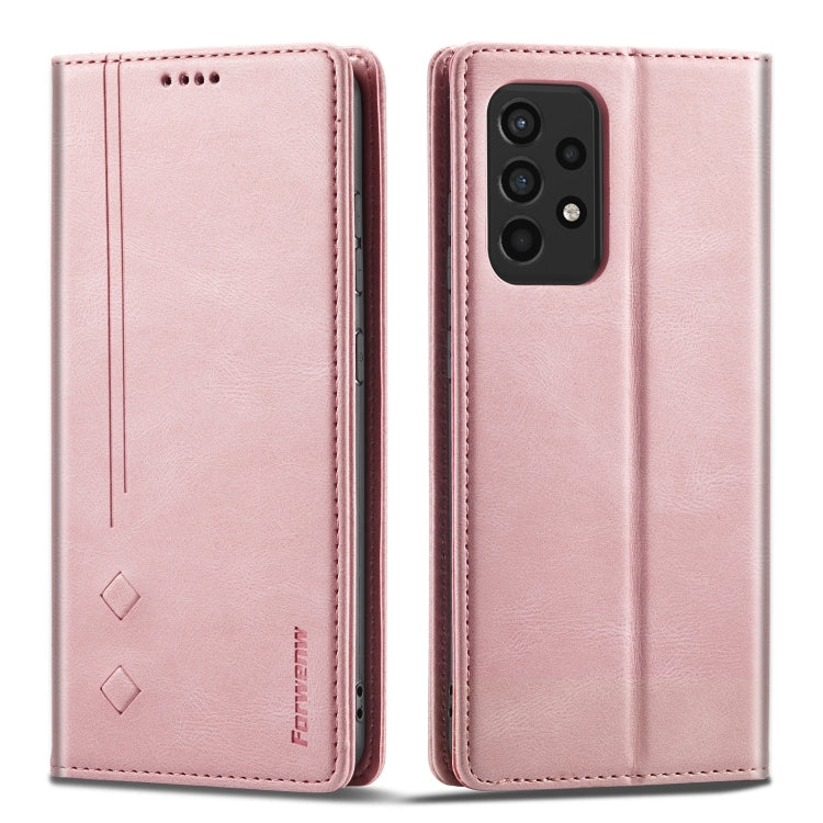 For Samsung Galaxy A52 5G Forwenw F2 Series Magnetic Horizontal Flip Leather Case with Holder & Card Slots & Wallet(Rose Gold) - Galaxy Phone Cases by Forwenw | Online Shopping UK | buy2fix