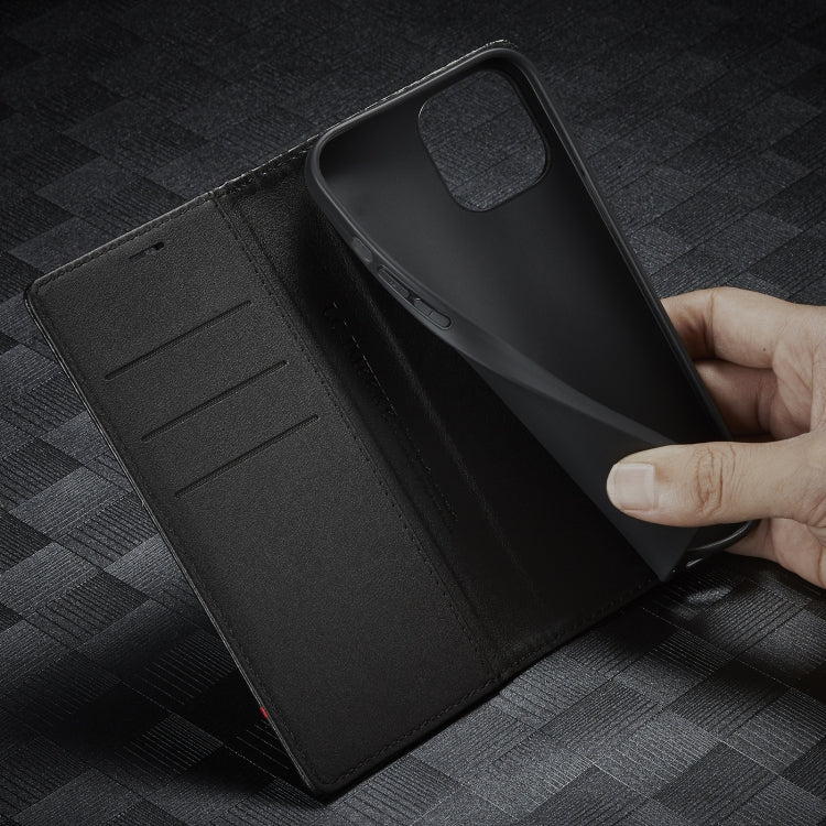 For iPhone 13 mini LC.IMEEKE Carbon Fiber PU + TPU Horizontal Flip Leather Case with Holder & Card Slot & Wallet (Horizontal Black) - iPhone 13 mini Cases by LC.IMEEKE | Online Shopping UK | buy2fix