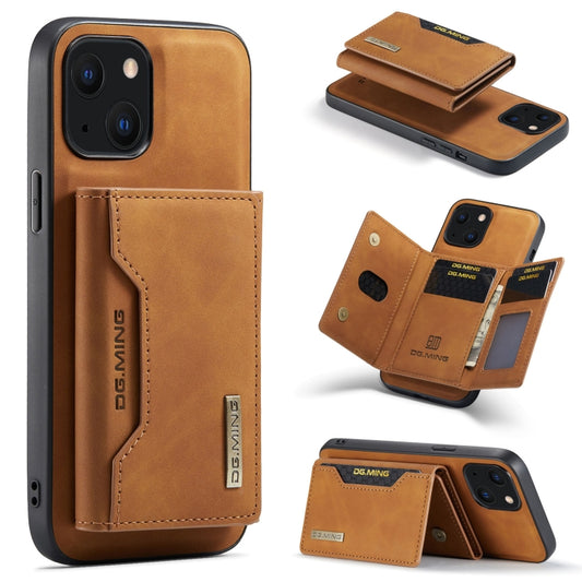 For iPhone 13 mini DG.MING M2 Series 3-Fold Card Bag Shockproof Case with Wallet & Holder Function (Brown) - iPhone 13 mini Cases by DG.MING | Online Shopping UK | buy2fix