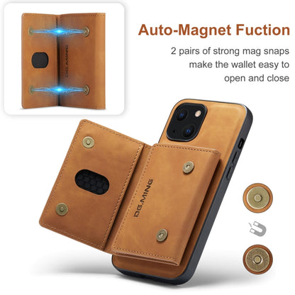 For iPhone 13 mini DG.MING M2 Series 3-Fold Card Bag Shockproof Case with Wallet & Holder Function (Brown) - iPhone 13 mini Cases by DG.MING | Online Shopping UK | buy2fix