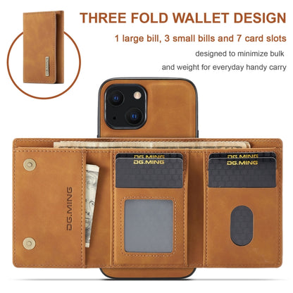 For iPhone 13 mini DG.MING M1 Series 3-Fold Multi Card Wallet Shockproof Case with Holder Function (Brown) - iPhone 13 mini Cases by DG.MING | Online Shopping UK | buy2fix