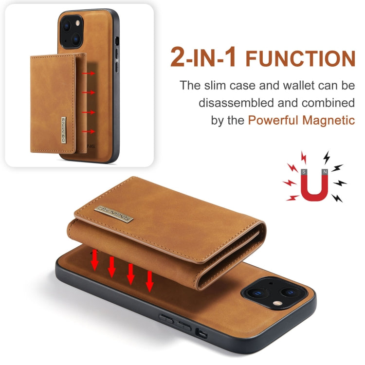 For iPhone 13 mini DG.MING M1 Series 3-Fold Multi Card Wallet Shockproof Case with Holder Function (Brown) - iPhone 13 mini Cases by DG.MING | Online Shopping UK | buy2fix