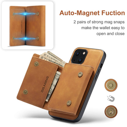 For iPhone 13 mini DG.MING M1 Series 3-Fold Multi Card Wallet Shockproof Case with Holder Function (Brown) - iPhone 13 mini Cases by DG.MING | Online Shopping UK | buy2fix