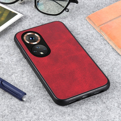 For Honor 50 Accurate Hole Two-color Calf Texture Shockproof Case(Red) - Honor Cases by buy2fix | Online Shopping UK | buy2fix