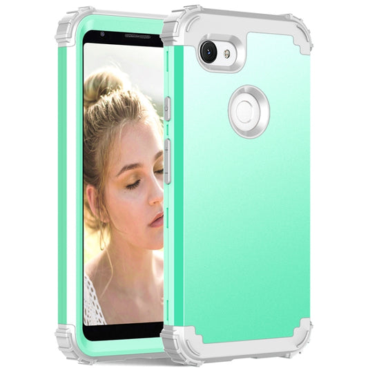 For Google Pixel 3a 3 in 1 Shockproof PC + Silicone Protective Case(Mint Green + Grey) - Google Cases by buy2fix | Online Shopping UK | buy2fix