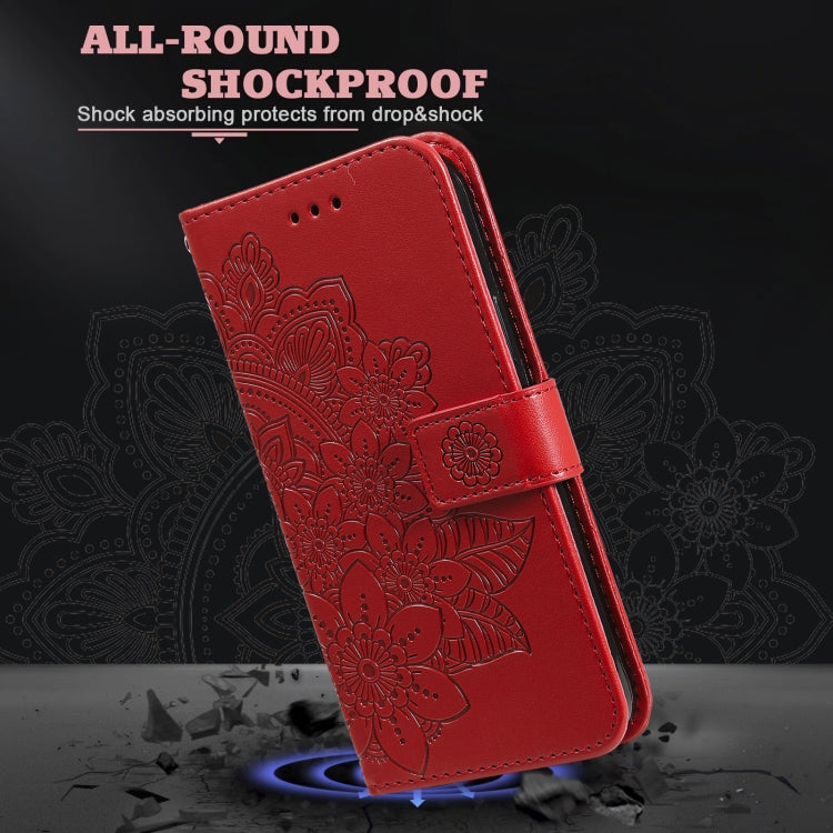 7-petal Flowers Embossing Pattern Horizontal Flip PU Leather Case with Holder & Card Slots & Wallet & Photo Frame For Motorola Moto G30 / G10 / G10 Power / G20(Red) - Motorola Cases by buy2fix | Online Shopping UK | buy2fix