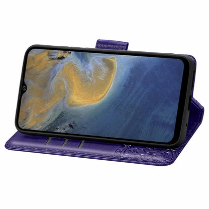 Butterfly Love Flowers Embossed Horizontal Flip Leather Case with Holder & Card Slots & Wallet & Lanyard For ZTE Blade A51(Dark Purple) - ZTE Cases by buy2fix | Online Shopping UK | buy2fix