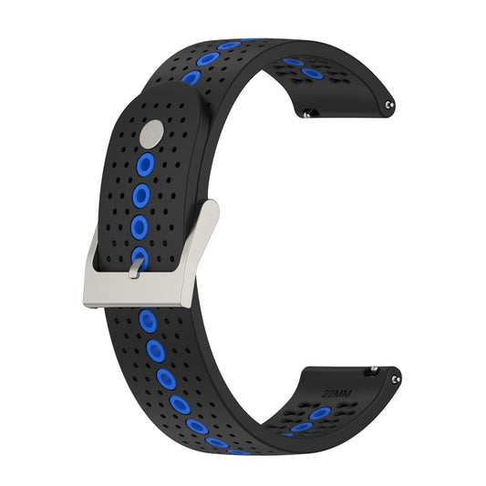 For Suunto 9 Peak Universal Colorful Hole Silicone Watch Band(Black Blue) -  by buy2fix | Online Shopping UK | buy2fix