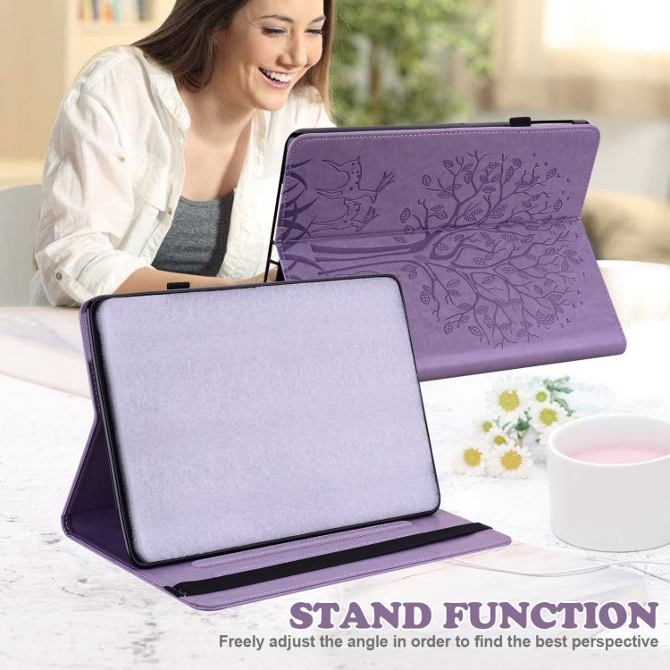 Tree & Deer Pattern Pressed Printing Horizontal Flip PU Leather Case with Holder & Card Slots & Sleep / Wake-up Function For Samsung Galaxy Tab S6 Lite(Purple) - Tab S6 Lite P610 / P615 by buy2fix | Online Shopping UK | buy2fix