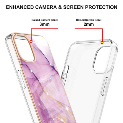 For iPhone 13 Pro Electroplating Marble Pattern Dual-side IMD TPU Shockproof Case (Purple 001) - iPhone 13 Pro Cases by buy2fix | Online Shopping UK | buy2fix