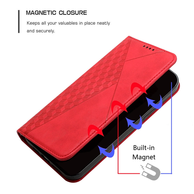 For iPhone X / XS Diamond Pattern Splicing Skin Feel Magnetic Horizontal Flip Leather Case with Card Slots & Holder & Wallet(Red) - More iPhone Cases by buy2fix | Online Shopping UK | buy2fix