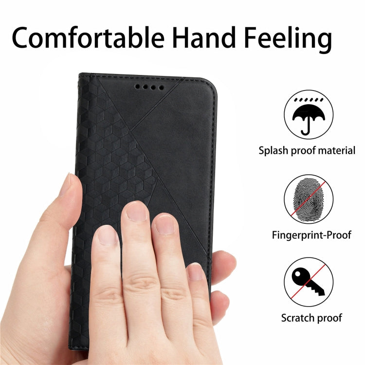 For Motorola Moto G30 / G10 Diamond Pattern Splicing Skin Feel Magnetic Horizontal Flip Leather Case with Card Slots & Holder & Wallet(Black) - Motorola Cases by buy2fix | Online Shopping UK | buy2fix