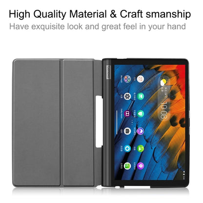 For Lenovo Yoga Smart Tab Custer Texture Horizontal Flip Leather Case with Two-folding Holder(Dark Blue) - Lenovo by buy2fix | Online Shopping UK | buy2fix