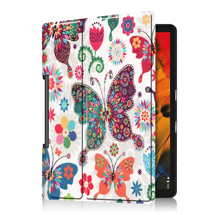 For Lenovo Yoga Smart Tab Color Drawing Pattern Horizontal Flip Leather Case with Two-folding Holder(Color Butterfly) - Lenovo by buy2fix | Online Shopping UK | buy2fix