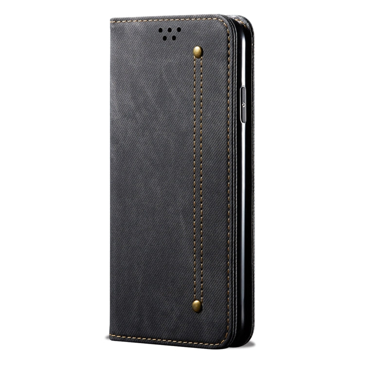 For iPhone 13 Denim Texture Casual Style Horizontal Flip Leather Case with Holder & Card Slots & Wallet(Black) - iPhone 13 Cases by buy2fix | Online Shopping UK | buy2fix